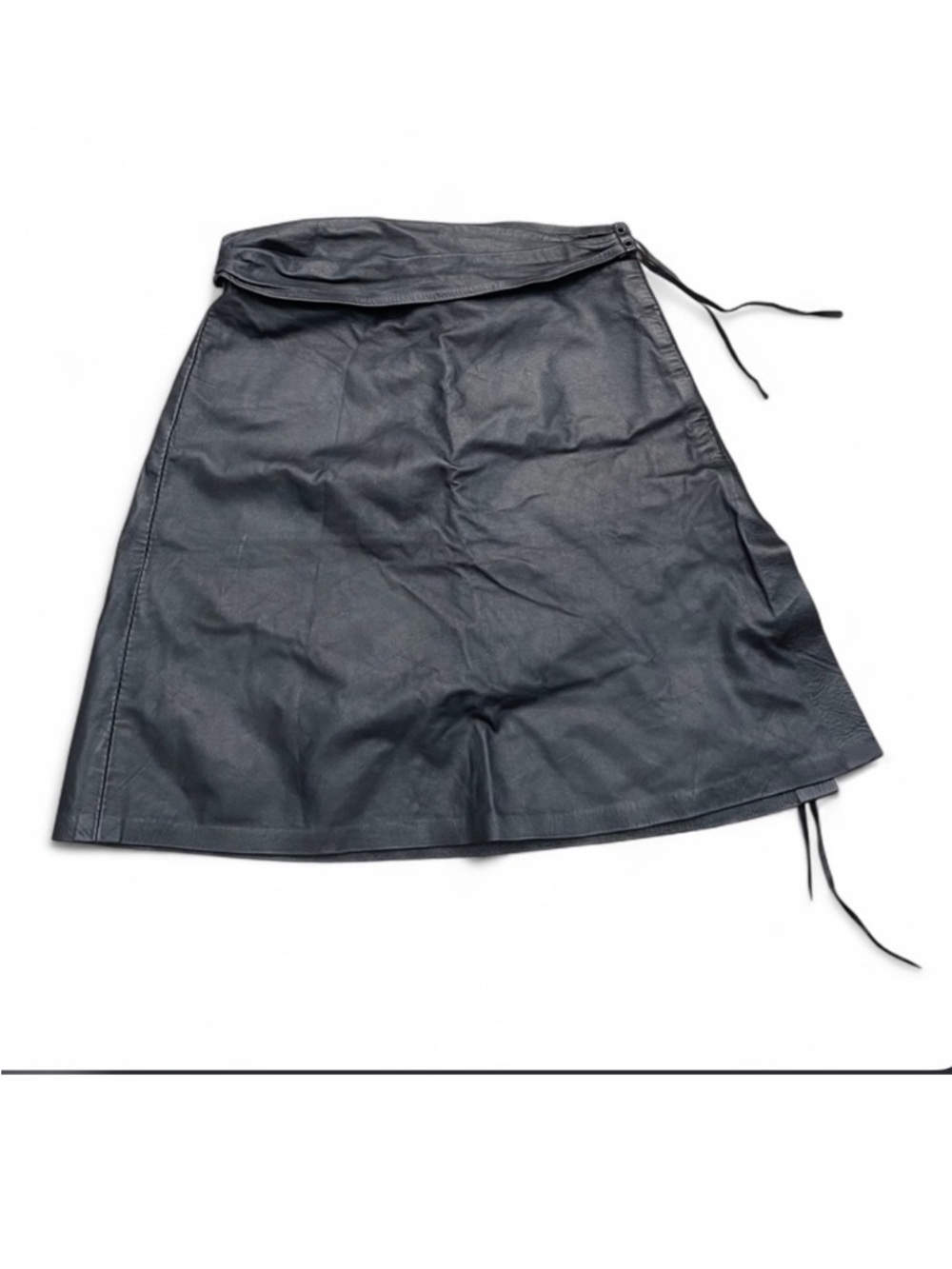 The leather ranch size small Black Leather A-Line Wrap Skirt